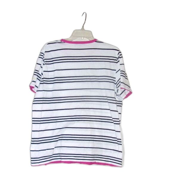 Etro Top Pink Ringer Neckline Black White Stripes Sz. XXL 2X Italy - Picture 2 of 4